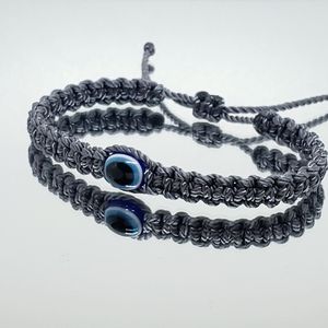 Evil eye bracelet, evil eye protection wristband, gray string braided bracelet